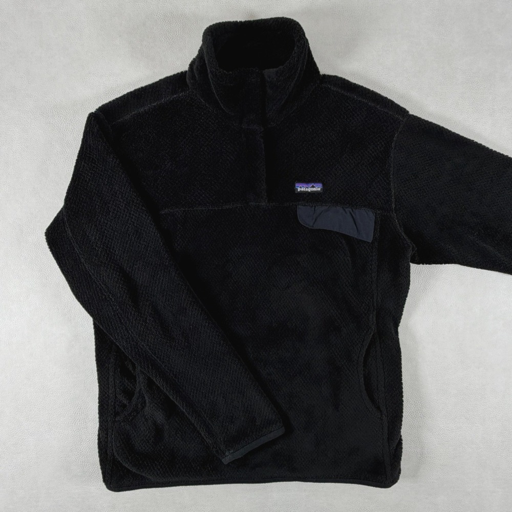Patagonia Women XL Black Re-Tool Snap-T High Pile Fleece Pullover Jacket